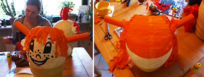 Haarpracht-Basteln für die Pippi-Langstrumpf-Ballonlaterne Haarpracht-Basteln für die Pippi-Langstrumpf-Ballonlaterne