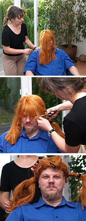 Rote Langhaar-Perücke beim Pippi Langstrumpf Friseur Rote Langhaar-Perücke beim Pippi Langstrumpf Friseur