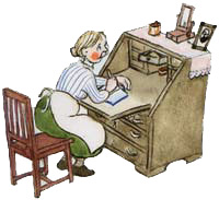 Michels Mama beim Tagebuch-Schreiben Michels Mama beim Tagebuch-Schreiben